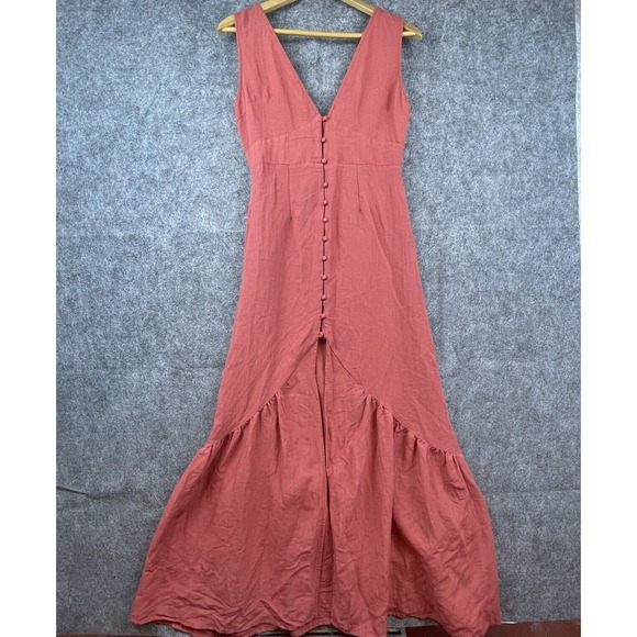 Lulus Dresses & Skirts - Lulus Dress Small Rust Linen Ruffle Tiered Summery Peasant Cottage Farm House